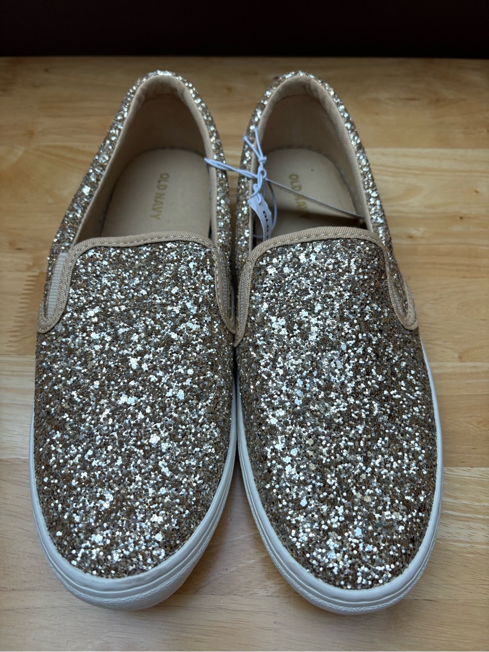 Old Navy Champagne Glitter Slip-On Sneakers | Women's Sz 8.5